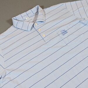 B Draddy USA Men's XL Golf‎ Polo Shirt Light Blue Pinstripe Honda Classic